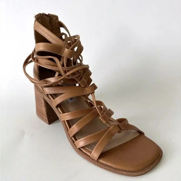 Steve Madden Cherri 30 Leather Strappy Sandals 5/6/7/9/9.5 -Tan- - Picture 2 of 6